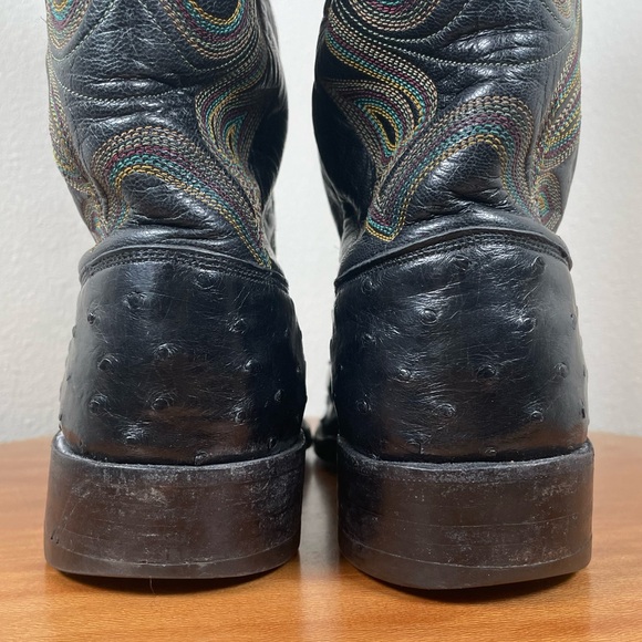 ML Leddy Black Full Quill Ostrich Cowboy Western Boots Custom Ft Worth Texas 9.5 - Picture 5 of 16